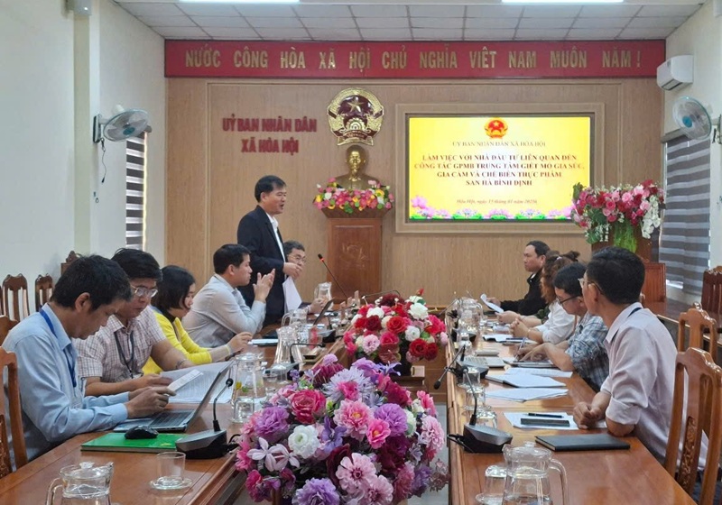 Lãnh đạo UBND xã Hòa Hội làm việc với đại diện Công ty TNHH San Hà vào ngày 15/1/2026 để tháo gỡ vướng mắc Dự án. Nguồn: UBND xã Hòa Hội.