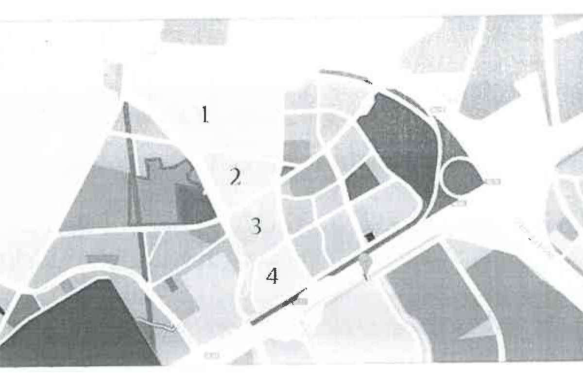 1: Đại học Nông Lâm TP.HCM; 2: Khu xử lý bùn; 3: Bãi xe tang vật và công viên cây xanh; 4: Đất dân cư xây dựng cao tầng.