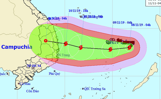 Dự báo vị trí và hướng di chuyển của bão số 6 - Nguồn: Trung tâm Dự báo khí tượng thủy văn quốc gia