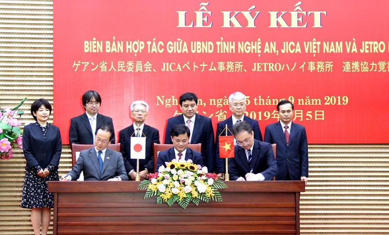 Hợp tác 3 bên giữa Nghệ An với các Tổ chức JICA và JETRO đã được ký kết vào tháng 9/2019