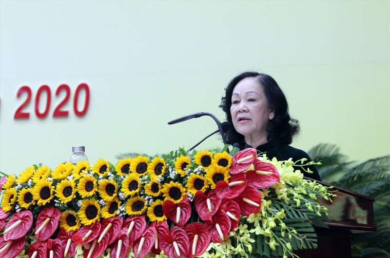 Đồng chí Trương Thị Mai - Trưởng ban Dân vận Trung ương phát biểu chỉ đạo Đại hội.