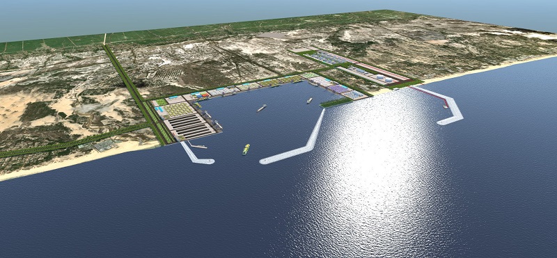 Phối cảnh tổng thể Dự án Trung tâm Kho cảng LNG Hải Lăng - giai đoạn 1 tiếp nhận tàu chở LNG từ 170.000-226.000m3. Ảnh nhà đầu tư cung cấp