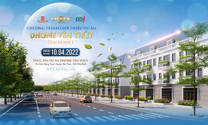 Công ty CP Đầu tư và Phát triển Đà Thành (DDI) chính thức tổ chức “Chương trình giới thiệu Dự án DHome Yên Thủy giai đoạn I” ngay tại thực địa Dự án (Khu phố An Bình, thị trấn Hàng Trạm, huyện Yên Thủy)