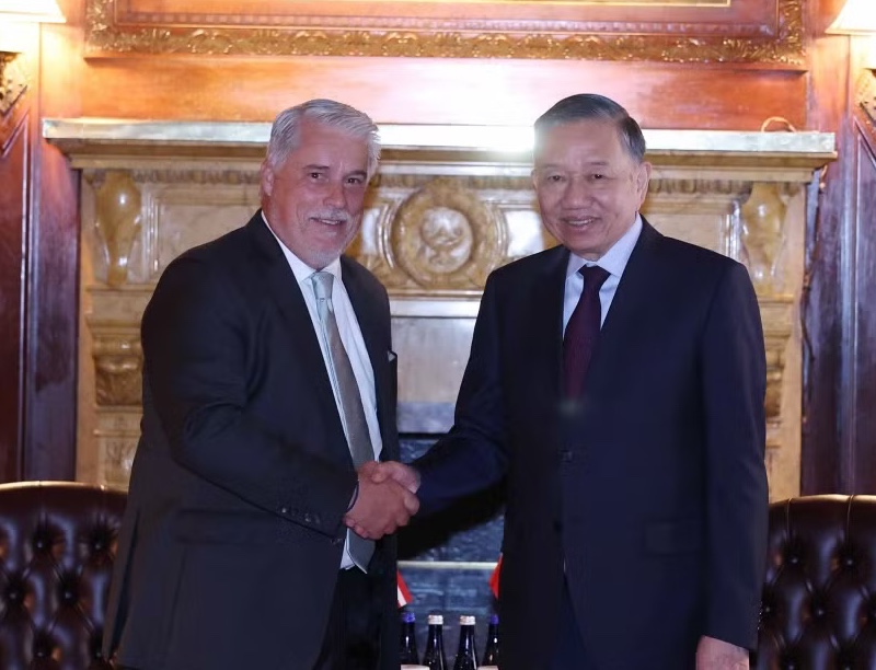 Tổng B&iacute; thư, Chủ tịch nước T&ocirc; L&acirc;m tiếp &ocirc;ng Peter J. Gibson, Chủ tịch ki&ecirc;m Nh&agrave; s&aacute;ng lập Tập đo&agrave;n Nebula Energy. (Ảnh: Thống Nhất/TTXVN)