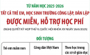 Từ năm học 2025 - 2026: Tất cả trẻ em, học sinh trường công lập, dân lập được miễn, hỗ trợ học phí
