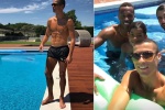 C. Ronaldo khoe bụng 6 múi và selfie với con trai