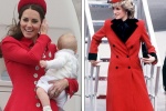 Công nương Kate mặc măngtô đỏ y phong cách của mẹ chồng