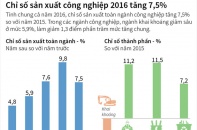 [Infographic] Chỉ số sản xuất công nghiệp 2016 tăng 7,5%