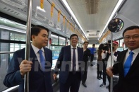 Chủ tịch Hà Nội Nguyễn Đức Chung trải nghiệm tuyến buýt nhanh BRT Kim Mã - Yên Nghĩa