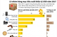 [Infographic] 13 nhóm hàng mục tiêu xuất khẩu tỷ USD năm 2017