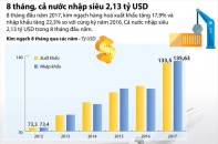[Infographic] 8 tháng, cả nước nhập siêu 2,13 tỷ USD
