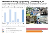 [Infographic] Chỉ số sản xuất công nghiệp tháng 1/2018 tăng 20,9%