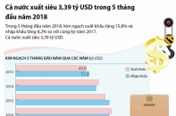 [Infographic] Cả nước xuất siêu 3,39 tỷ USD trong 5 tháng đầu năm 2018