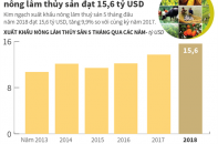 [Infographic] Xuất khẩu nông lâm thủy sản đạt 15,6 tỷ USD