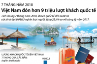 [Infographic]  7 tháng năm 2018, Việt Nam đón hơn 9 triệu lượt khách quốc tế