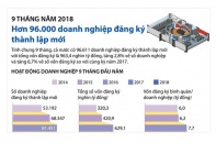 [Infographic] 9 tháng năm 2018: Hơn 96.000 doanh nghiệp đăng ký thành lập mới