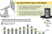 [Infographic] Giá xăng E5 RON 92 giảm 1.446 đồng/lít