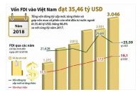 [Infographic] Năm 2018, vốn FDI vào Việt Nam đạt 35,46 tỷ USD