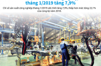 [Infographic] Chỉ số sản xuất công nghiệp tháng 1/2019 tăng 7,9%
