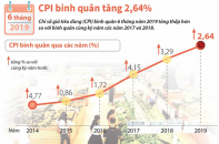 [Infographic] CPI bình quân 6 tháng năm 2019 tăng 2,64%