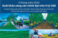 [Infographic] 6 tháng, xuất khẩu nông sản chính đạt trên 9 tỷ USD