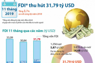 [Infographic] Thu hút FDI 11 tháng năm 2019 đạt 31,79 tỷ USD