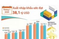 [Infographic] Tháng 1/2020, kim ngạch xuất nhập khẩu ước đạt 38,1 tỷ USD
