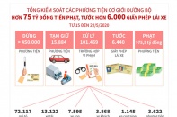 [Infographic] Tổng kiểm soát các phương tiện cơ giới đường bộ: Hơn 75 tỷ đồng tiền phạt, tước hơn 6.000 giấy phép lái xe
