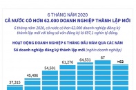 [Infographic] 6 tháng năm 2020, cả nước có hơn 62.000 doanh nghiệp thành lập mới