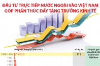 [Infographic] Đầu tư trực tiếp nước ngoài vào Việt Nam góp phần thúc đẩy tăng trưởng kinh tế
