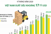 [Infographic] 9 tháng năm 2020, Việt Nam xuất siêu khoảng 17 tỷ USD