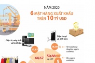 [Infographic] Năm 2020 có 6 mặt hàng xuất khẩu trên 10 tỷ USD