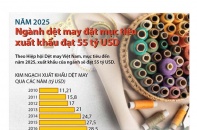 [Infographic] Năm 2025, ngành dệt may đặt mục tiêu xuất khẩu đạt 55 tỷ USD