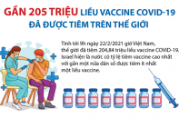 [Infographic] Gần 205 triệu liều vaccine COVID-19 đã được tiêm trên thế giới