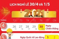 [Infographic] Lịch nghỉ lễ 30/4 và 1/5/2021