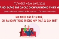 [Infographic] Phòng, chống dịch COVID-19: Hà Nội dừng tất cả các dịch vụ không thiết yếu