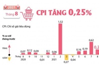 [Infographic] CPI tháng 8/2021 tăng 0,25%