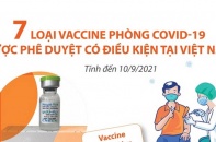 [Infographic] 7 loại vaccine phòng COVID-19 được phê duyệt có điều kiện tại Việt Nam