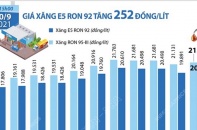 [Infographic] Giá xăng E5 RON 92 vừa tăng 252 đồng/lít