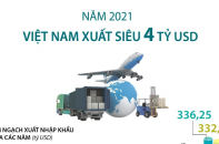 [Infographic] Năm 2021, Việt Nam xuất siêu 4 tỷ USD