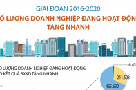 [Infographic] Giai đoạn 2016-2020: Số lượng doanh nghiệp đang hoạt động tăng nhanh