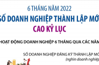 [Infographic] 6 tháng năm 2022, số doanh nghiệp thành lập mới cao kỷ lục