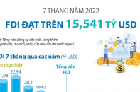 [Infographic] 7 tháng năm 2022, FDI đạt trên 15,541 tỷ USD