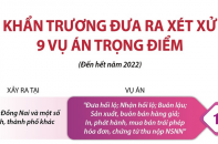 [Infographic] Khẩn trương đưa ra xét xử 9 vụ án trọng điểm