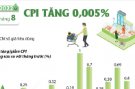 CPI tháng 8/2022 tăng nhẹ 0,005%