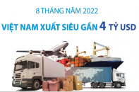 Việt Nam xuất siêu gần 4 tỷ USD sau 8 tháng năm 2022