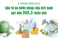 Đầu tư của Việt Nam ra nước ngoài đạt gần 398,3 triệu USD sau 9 tháng năm 2022