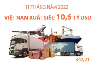 Việt Nam xuất siêu 10,6 tỷ USD sau 11 tháng năm 2022