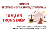 Năm 2023 sẽ kết thúc điều tra, truy tố, xét xử sơ thẩm 10 vụ án trọng điểm