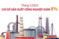 Chỉ số sản xuất công nghiệp tháng 1/2023 giảm 8%